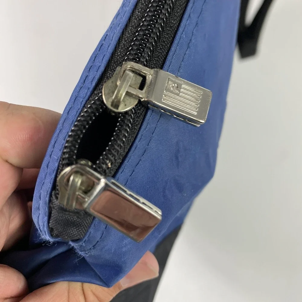 Ralph Lauren Polo Jeans Co Blue Black Nylon Tote Bag Shoulder RL Logo Vintage